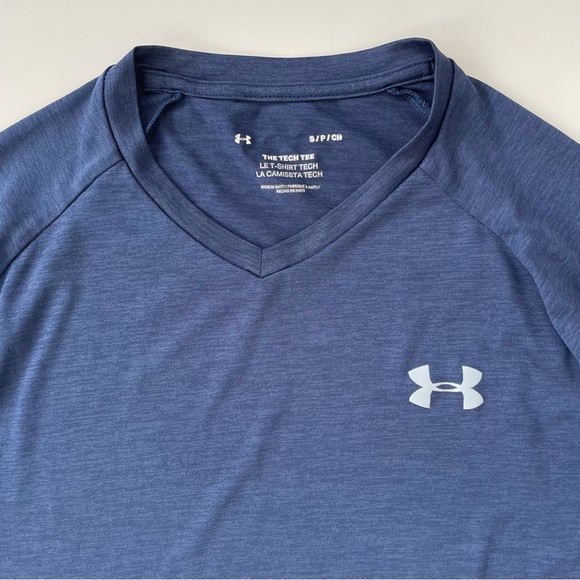 Under Armor Men's Blue The Tech Tee V neck Short Sleeve Work out Size Small - Picture 4 of 9